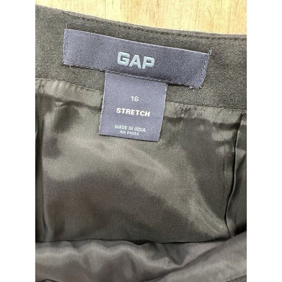 VTG GAP Wool Blend Black Academia Maxi Skirt Sz 16 Stretch Career Office Lined - Picture 4 of 9